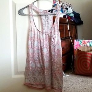 American Eagle, size S, pink, blue, and white tank